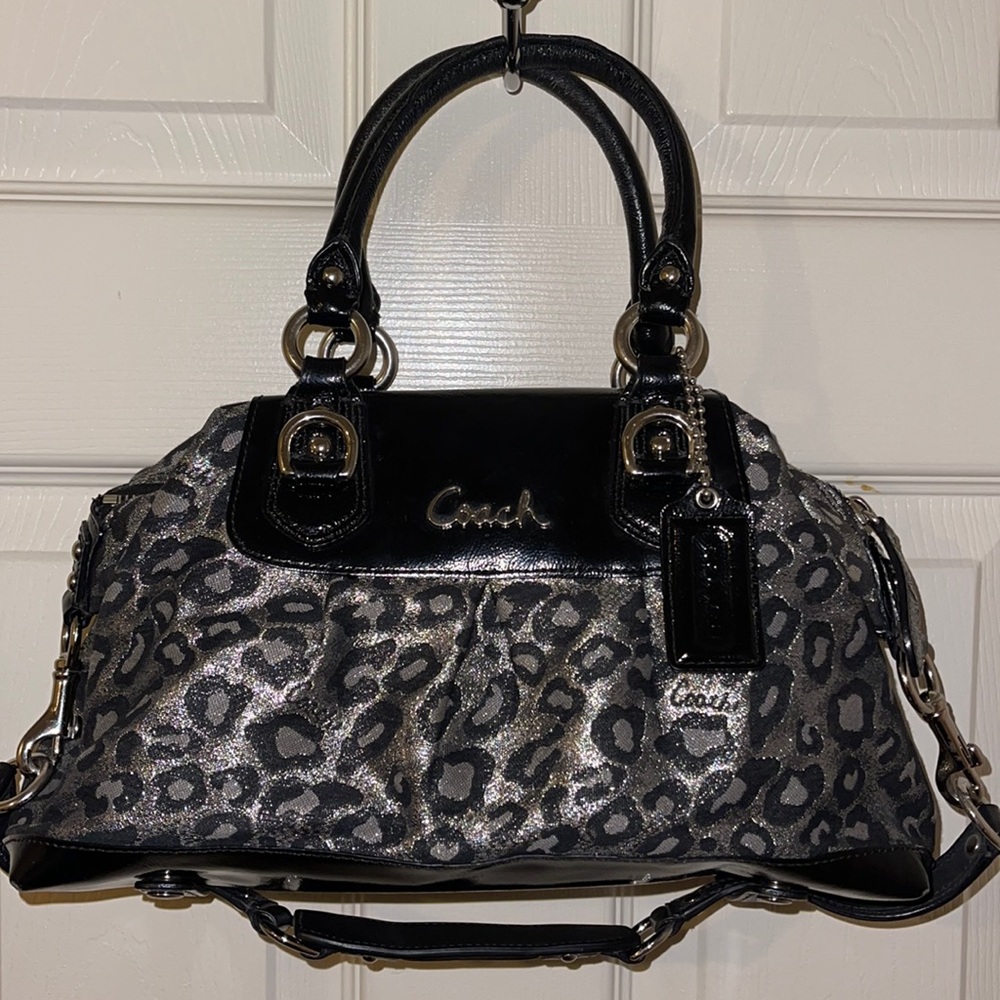 Coach small leopard satchel